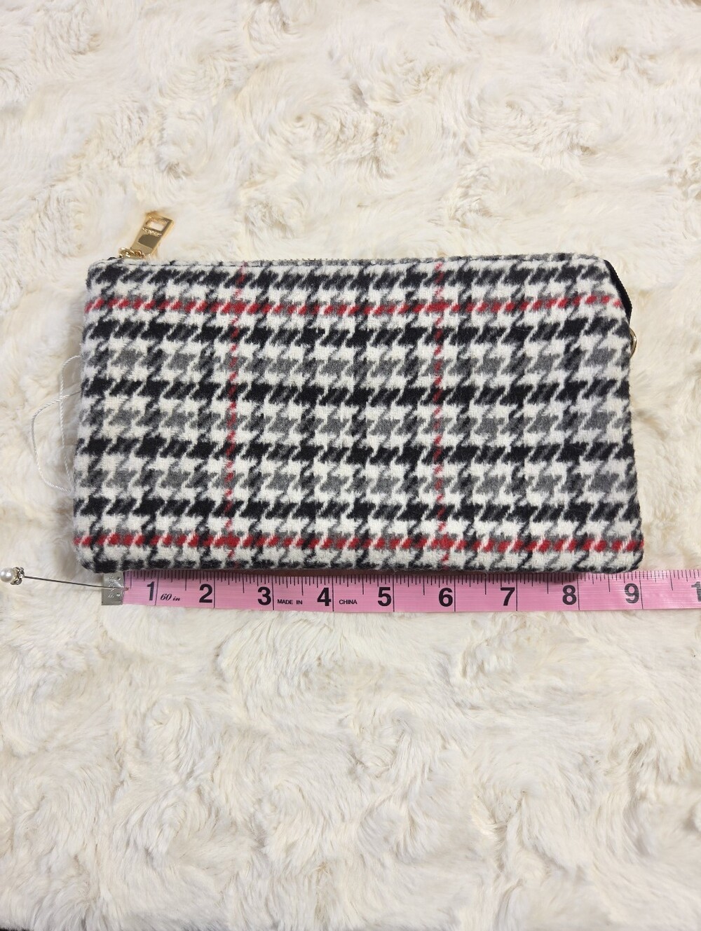 Jen & Co. Riley Vegan Faux Leather Multi Compartment Houndstooth Clutch - Picture 13 of 15